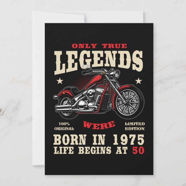Invitation Homme 50 ans motard moto chopper 1975 (Devant)