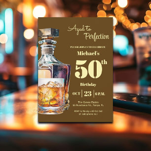 Invitation Homme 50 ans, whisky d'anniversaire vieilli à la p