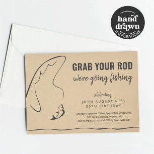 Invitation Homme Adulte Funny Pêche Anniversaire Parti de ret