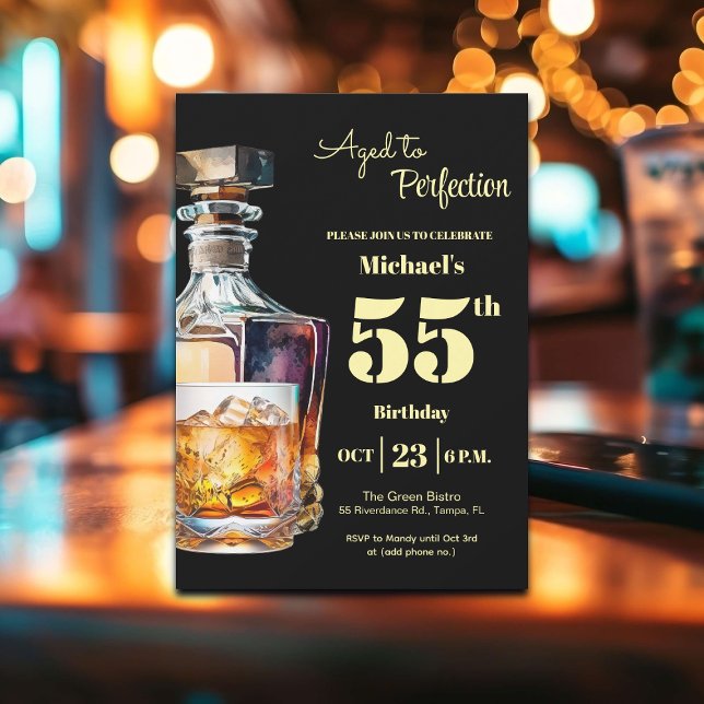 Invitation Homme âgé à la perfection 55e anniversaire Whiskey (Créateur téléchargé)