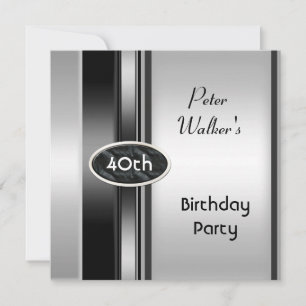 Invitation Homme Anniversaire 40 Ans Homme Blanc Argenté Méta