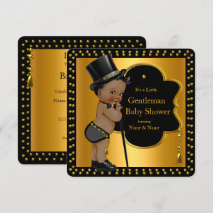 Invitation Homme Baby shower Boy Tophat Cane Ethnique