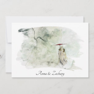 Invitation *~* Homme collines parapluies Japon RSVP QR AR27 M