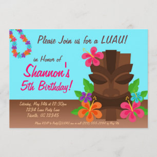 Invitation Homme de Luau Tiki et fête d'anniversaire de