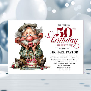 Invitation Homme drôle élégant Humour de 50e anniversaire Des