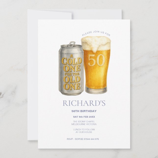 Invitation Homme du 50e anniversaire, Cold One pour l'Ancien (Devant)