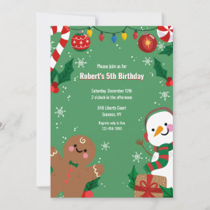 Invitation Homme en pain d'épices et bonhomme de neige
