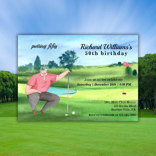 Invitation Homme Golf Putting Cinquante 50e Anniversaire