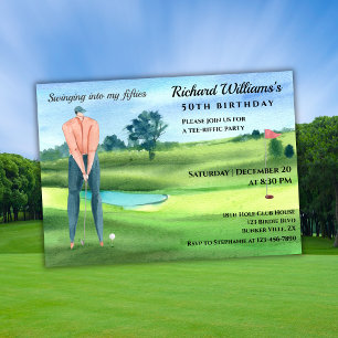 Invitation Homme Golfeur Balançant Pour Mon 50e Anniversaire