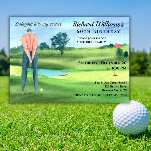 Invitation Homme golfeur en swing pour mes 60 ans
