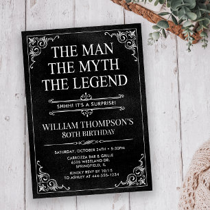 Invitation Homme Mythe Légende Black Surprise 80e anniversair