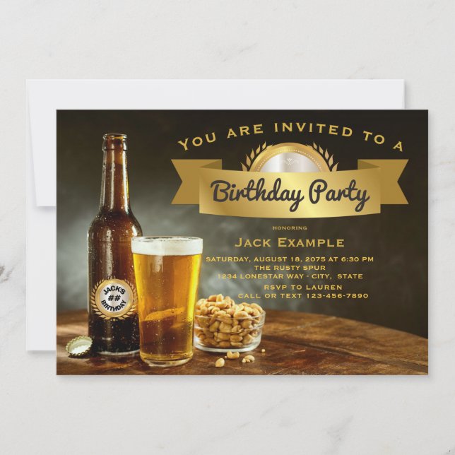 Invitation Homme N'Importe Quel Nombre Bière Anniversaire Inv (Devant)