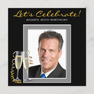 Invitation Homme N'Importe Quel Numéro Photo Anniversaire