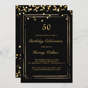 Invitation Homme noir et or 50e anniversaire