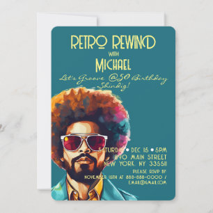 Invitation Homme Retro Rewind 50e Anniversaire Shindig Party