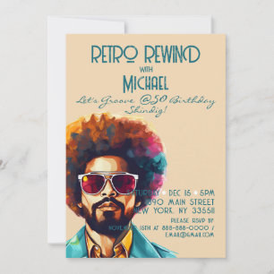 Invitation Homme Retro Rewind 50e Anniversaire Shindig Party