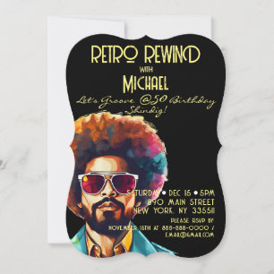 Invitation Homme Retro Rewind 50e Anniversaire Shindig Party