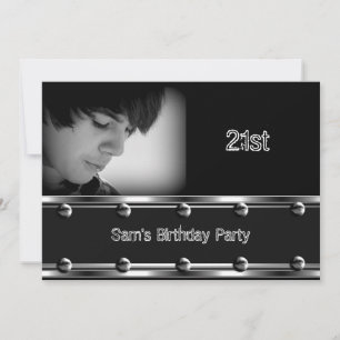 Invitation Hommes 21e anniversaire fête Black Metal Look Imag