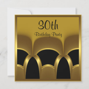 Invitation Hommes 30e Anniversaire Fête Noir Or Mé