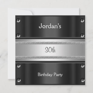 Invitation Hommes 30e fête d'anniversaire Metal Black Argent