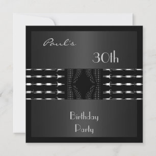 Invitation Hommes 30ème Fête d'anniversaire Noir A