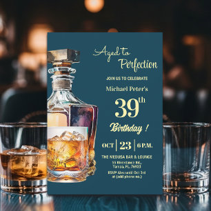 Invitation Hommes 39 ans Fête d'anniversaire Whiskey Vieilli 