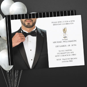 Invitation Hommes 50e anniversaire Black Tuxedo Ball