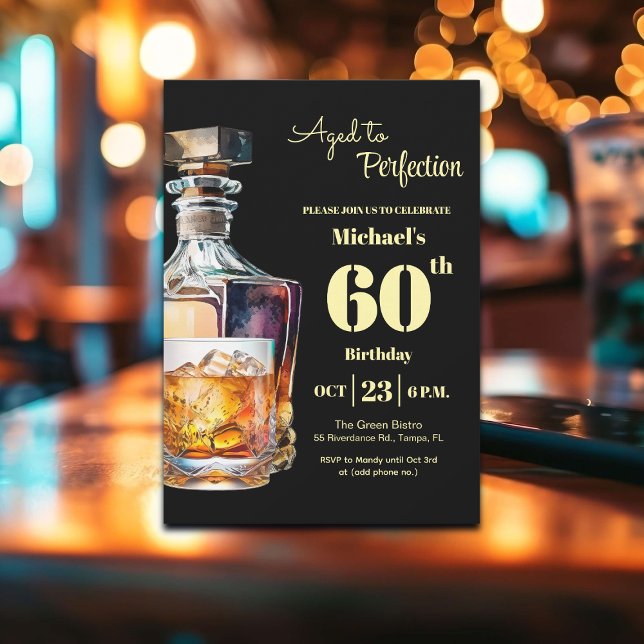 Invitation Hommes 60 ans Fête d'anniversaire Whiskey perfecti (Créateur téléchargé)