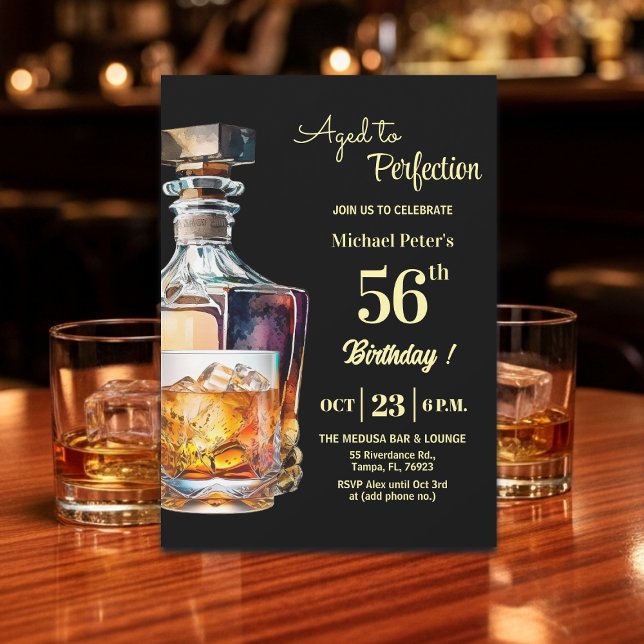 Invitation Hommes âgés à la perfection 56 ans Whiskey Anniver (Créateur téléchargé)