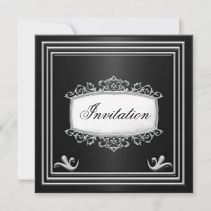 Invitation Hommes Argent Noir Fête d'anniversaire Personnalis