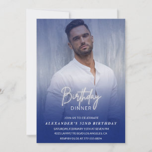 Invitation Hommes Diner Photo Marine bleu 52e anniversaire