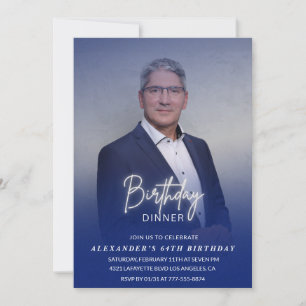 Invitation Hommes Diner Photo Marine bleu 64e anniversaire