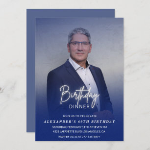 Invitation Hommes Diner Photo Marine bleu 69e anniversaire