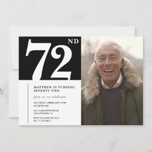 Invitation Hommes noir et blanc 72e anniversaire