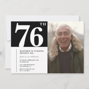 Invitation Hommes noir et blanc 76e anniversaire