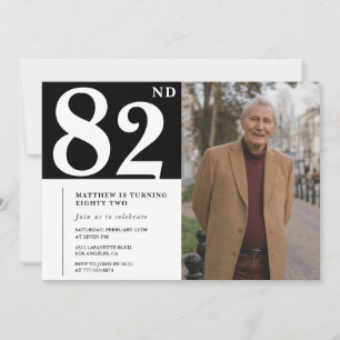 Invitation Hommes noir et blanc 82e anniversaire