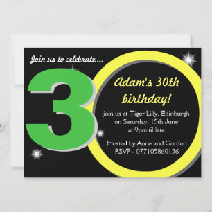 Invitation Hommes Vert / Jaune Trentième fête du 30ème annive
