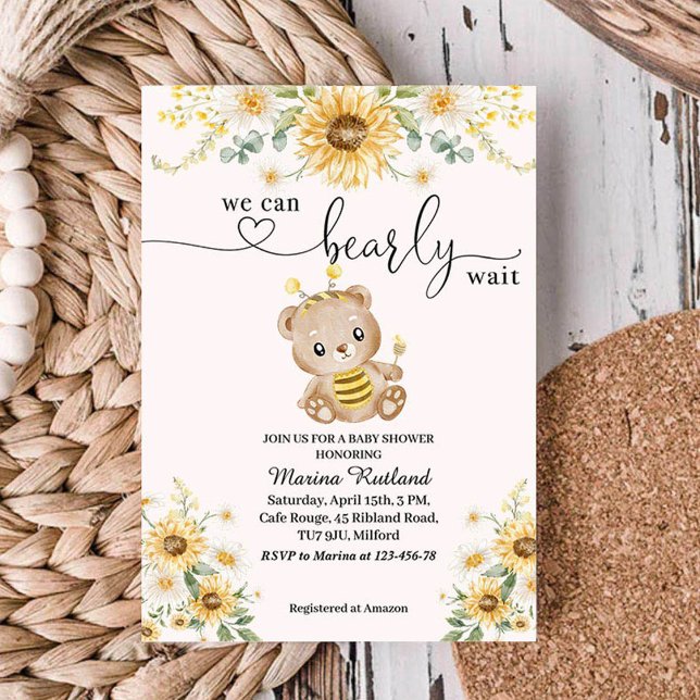 Invitation Honey Bear Nous pouvons Bearly Wait Baby shower (Créateur téléchargé)
