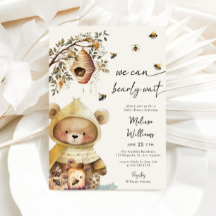 Invitation Honey Bear On Peut Attendre Baby shower