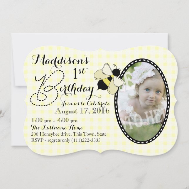 Invitation Honey Bee et En vichy Anniversaire (Devant)