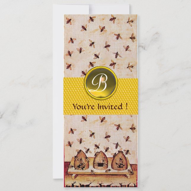 Invitation HONEY BEE, MONogramme DE MAINTIEN DES OEUVRES (Devant)