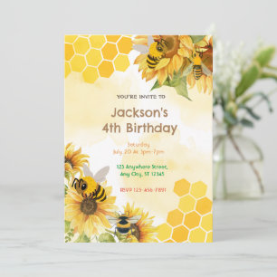 Invitation Honey Comb Bees fête d'anniversaire