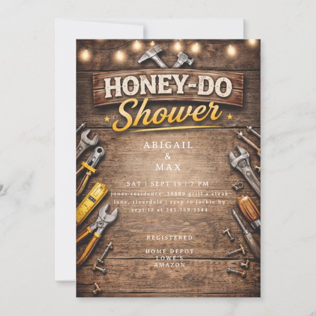 Invitation Honey Do Couples Rustic Bridal Shower (Devant)