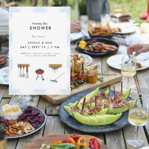 Invitation Honey Do Couples Wedding shower bleu Plaid