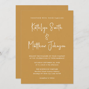 Invitation Honey Gold QR Code Tout en un Mariage moderne