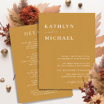 Invitation Honey Gold Typographie moderne Tout en un Mariage<br><div class="desc">Typographie moderne miel tout en un minimaliste carte Faire-part de mariage. Célébrez votre journée spéciale avec cette belle et élégante carte de faire-part de mariage pour embellir votre occasion spéciale. Tous les textes sont pré-arrangés pour que vous personnalisiez facilement et rapidement avec vos propres détails. Si vous avez besoin d'une...</div>