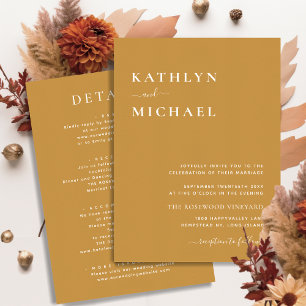 Invitation Honey Gold Typographie moderne Tout en un Mariage