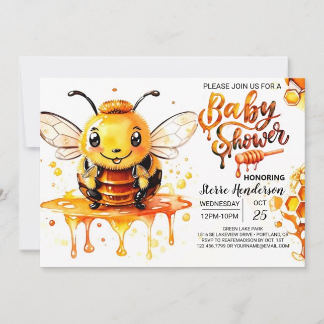 Invitation Honeycomb Magic Whimsical Baby shower (Devant)