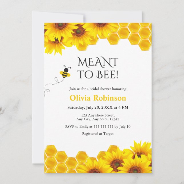 Invitation Honeycomb Meant to Bee Bridal Shower  (Devant)