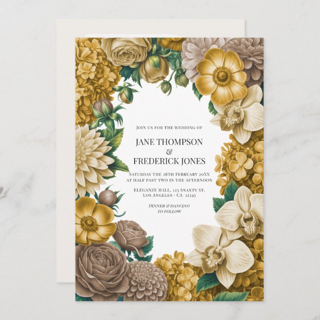 Invitation Honeycomb, Wheat & Warm Taupe Wedding (Devant / Derrière)